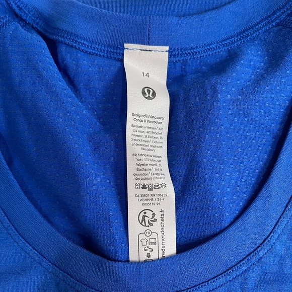Lululemon Swiftly Tech Short-Sleeve Shirt 2.0 Blue Size 14 - Picture 4 of 5